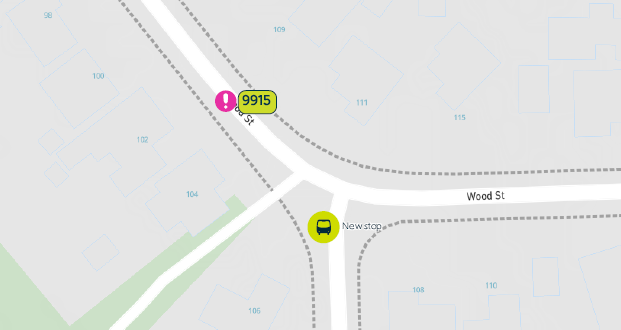 Map showing new stop location