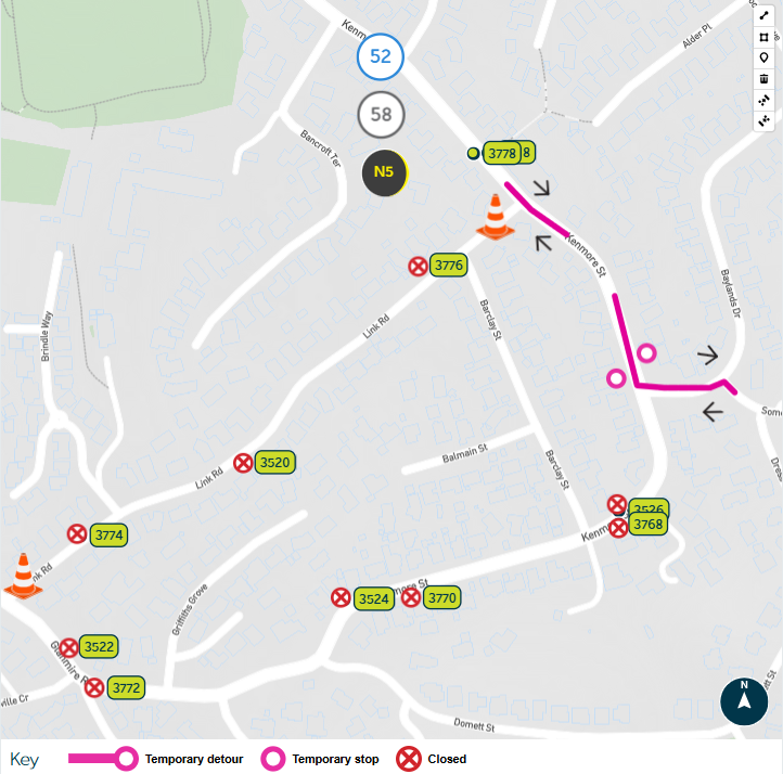 image shows detour