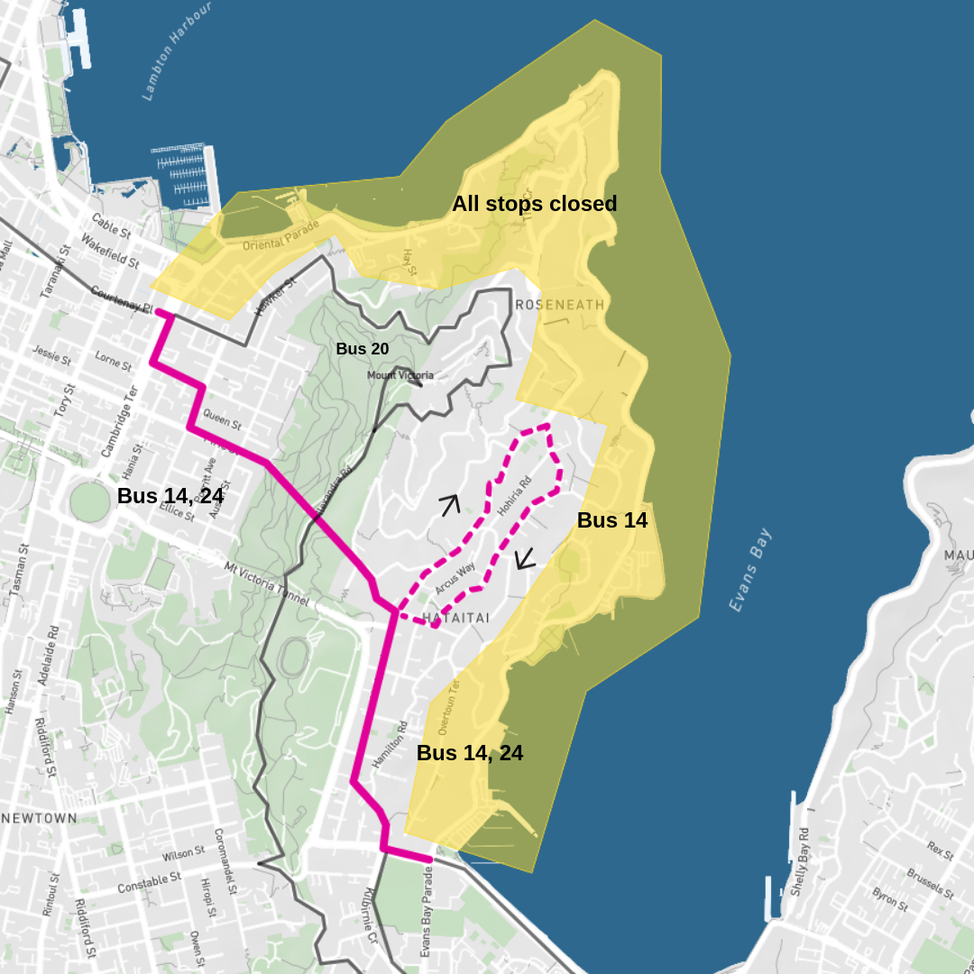 image shows detours